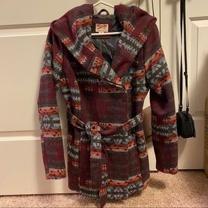 Aztec Hooded Peacoat